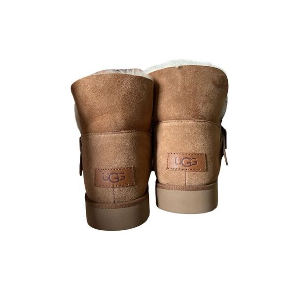UGG Romely Short Buckle Suede Boots size 8 Tan Pull On Chestnut Sheepskin - Picture 5 of 13